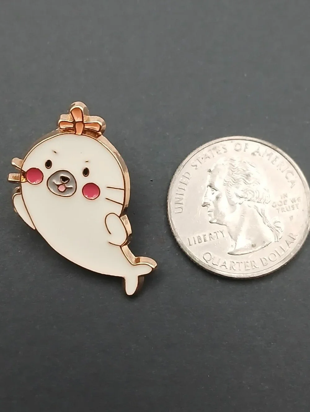 Cute White Seal Enamel Pin - Pink Cheeks